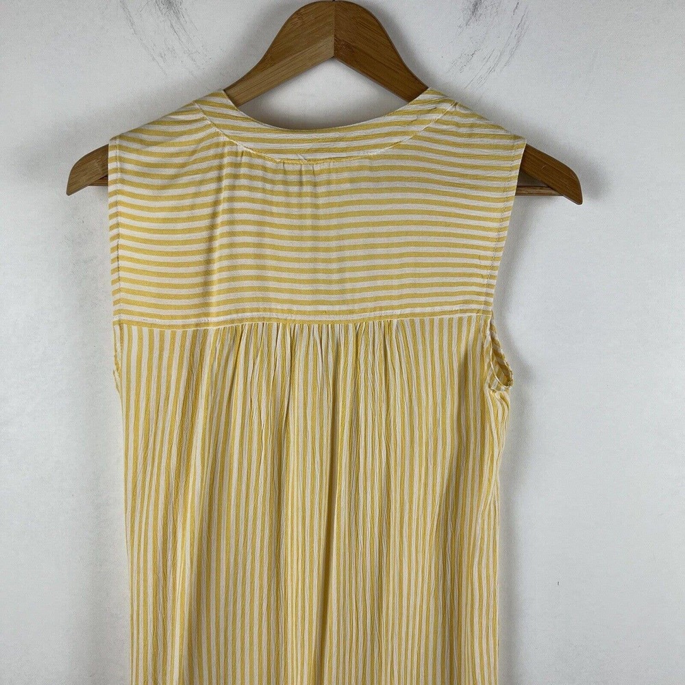 Beach Lunch Lounge Shirt Womens XS Yellow White Stripe Blouse Top - Picture 7 of 9